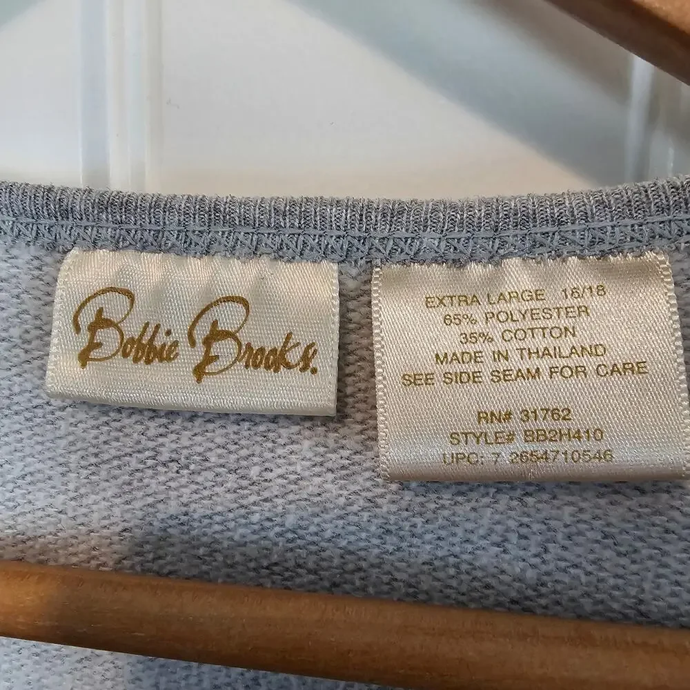 Vintage Cat Sweatshirt Women XL Gray 90s Christmas Kitten Embroidered Granny - Picture 7 of 10